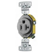 HUBBELL WIRING DEVICE-KELLEMS TradeSelect, Straight Blade, Single Receptacle, Tamper Resistant, 20A 125V, 2-Pole 3-Wire Grounding, 5-20R, Gray RR201GYTR